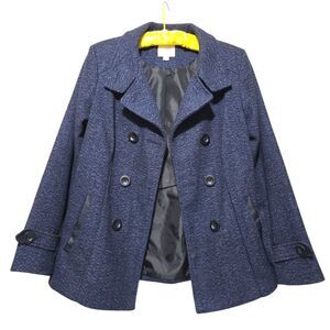 Croft & Barrow Navy and Black Pea Coat Small